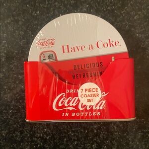 Coca-Cola Red Coaster Set with Holder
